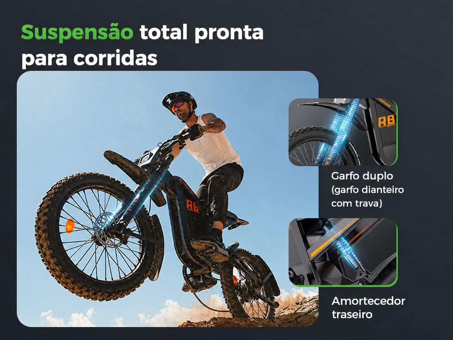 Moto elétrica R8 - Bicicleta Elétrica R8 com 2000w - Ebikes Lambo