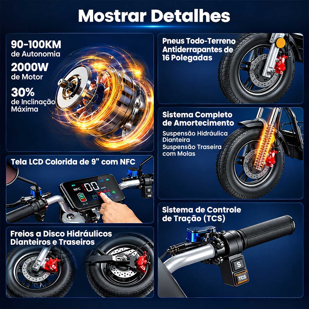 Scooter Elétrico DX5 Pro - Scooter elétrico 2000w - Ebikes Lambo
