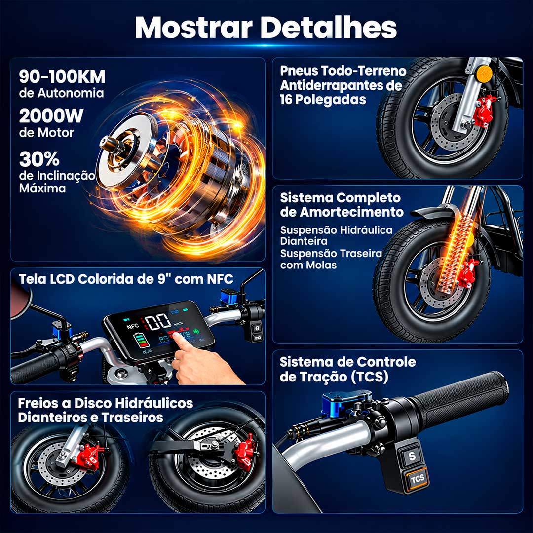 Scooter Elétrico DX5 Pro - Scooter elétrico 1500w - Ebikes Lambo Scooter Elétrico DX5 Pro - Scooter elétrico 1500w - Ebikes Lambo